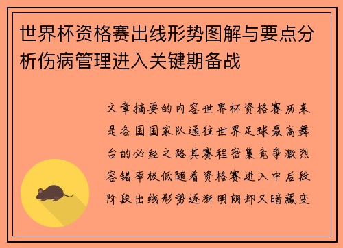 世界杯资格赛出线形势图解与要点分析伤病管理进入关键期备战
